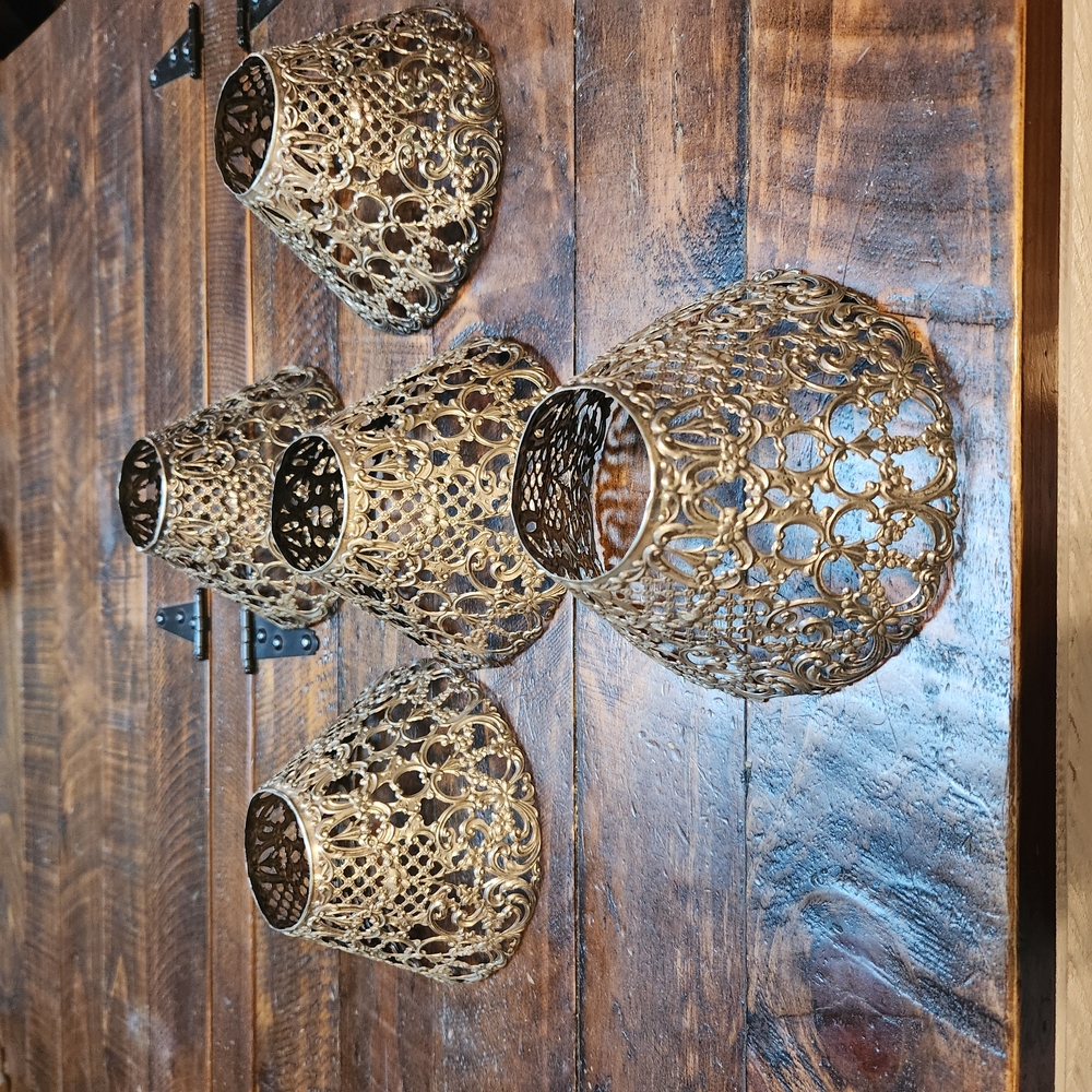 Gorham Silver Filigree Candle Holders with Intricate Patterns. Stamped No 065.